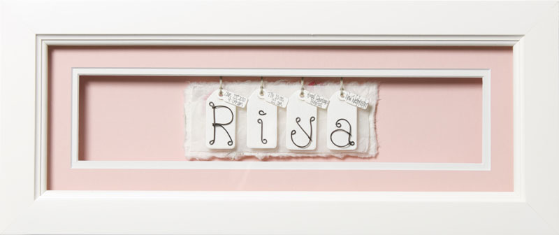 White frame with ice pink & white matting